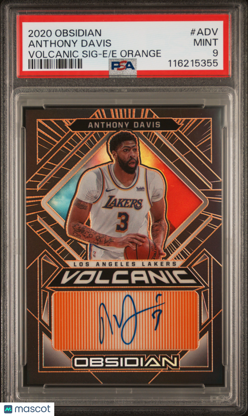 2020 Panini Obsidian Volcanic Signatures Anthony Davis Orange #ADV PSA 9