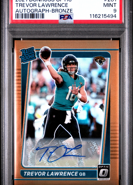 2021 Panini Donruss Optic Trevor Lawrence Autograph Bronze #201 PSA 9