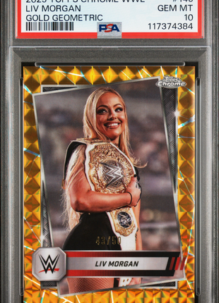 2025 Topps Chrome WWE LIV Morgan Gold Geometric #146 43/50 PSA 10