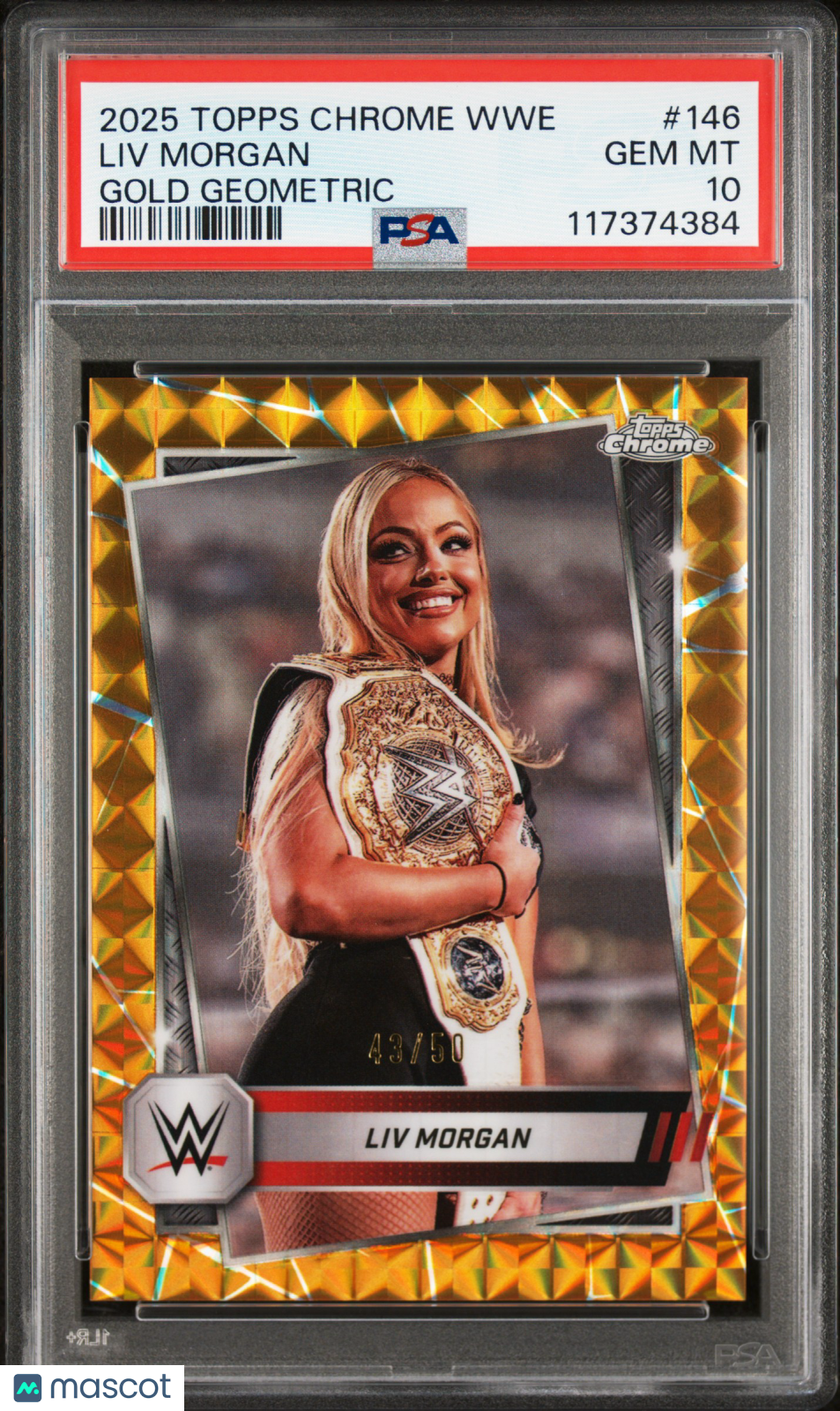 2025 Topps Chrome WWE LIV Morgan Gold Geometric #146 43/50 PSA 10