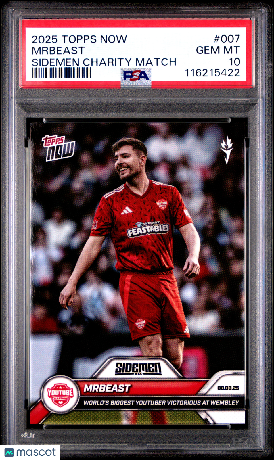 2025 Topps Now Sidemen Charity Match Mrbeast #007 PSA 10