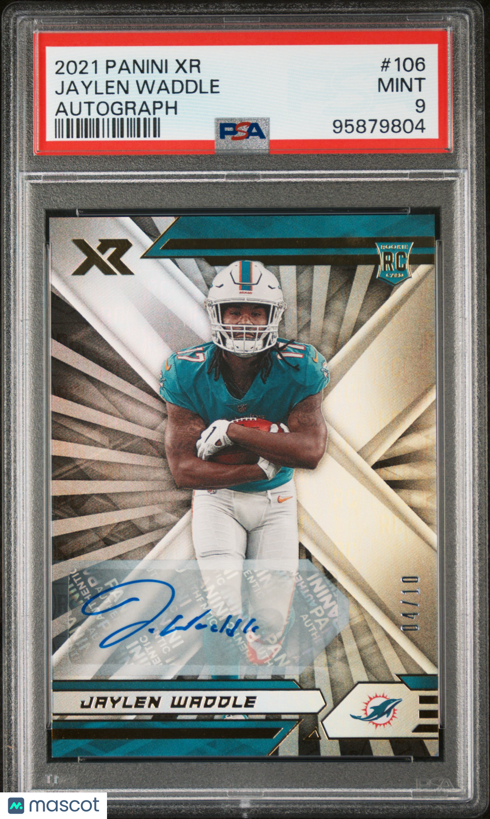 2021 Panini XR Jaylen Waddle Autograph #106 04/10 PSA 9