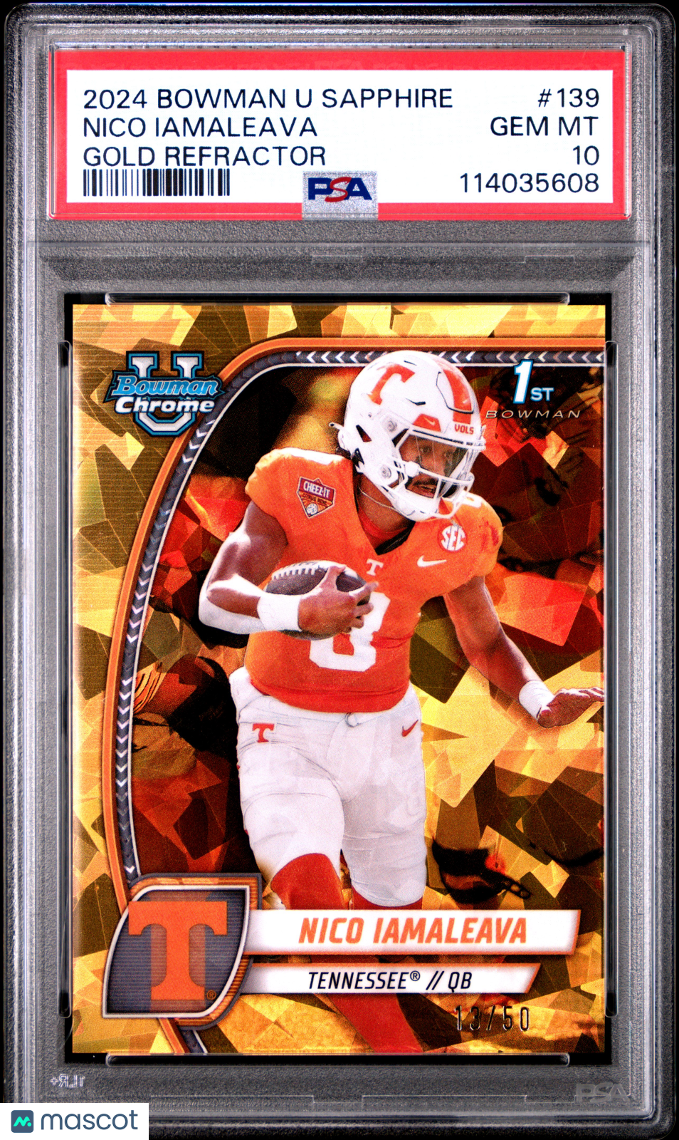 2024 Bowman University Chrome Sapphire Nico Iamaleava Gold Refractor #139 PSA 10