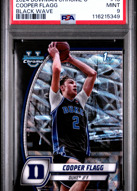 2024 Bowman Chrome University Cooper Flagg Black Wave #16 PSA 9