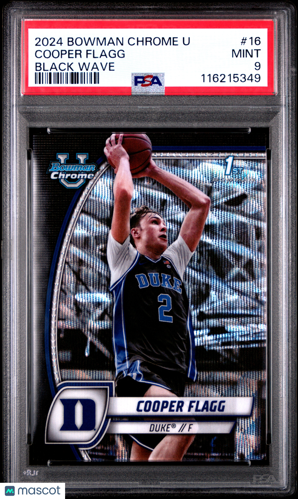 2024 Bowman Chrome University Cooper Flagg Black Wave #16 PSA 9