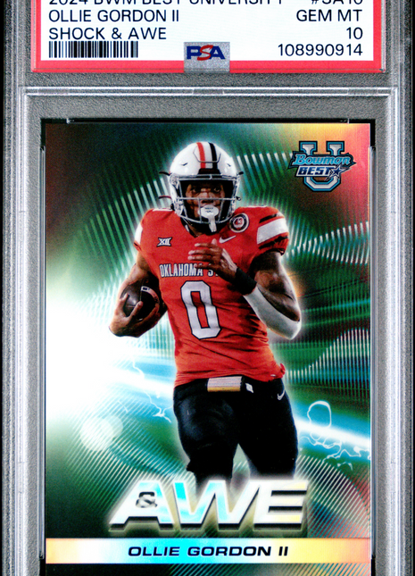 2024 Bowman Best University Shock & Awe Ollie Gordon II #SA10 PSA 10