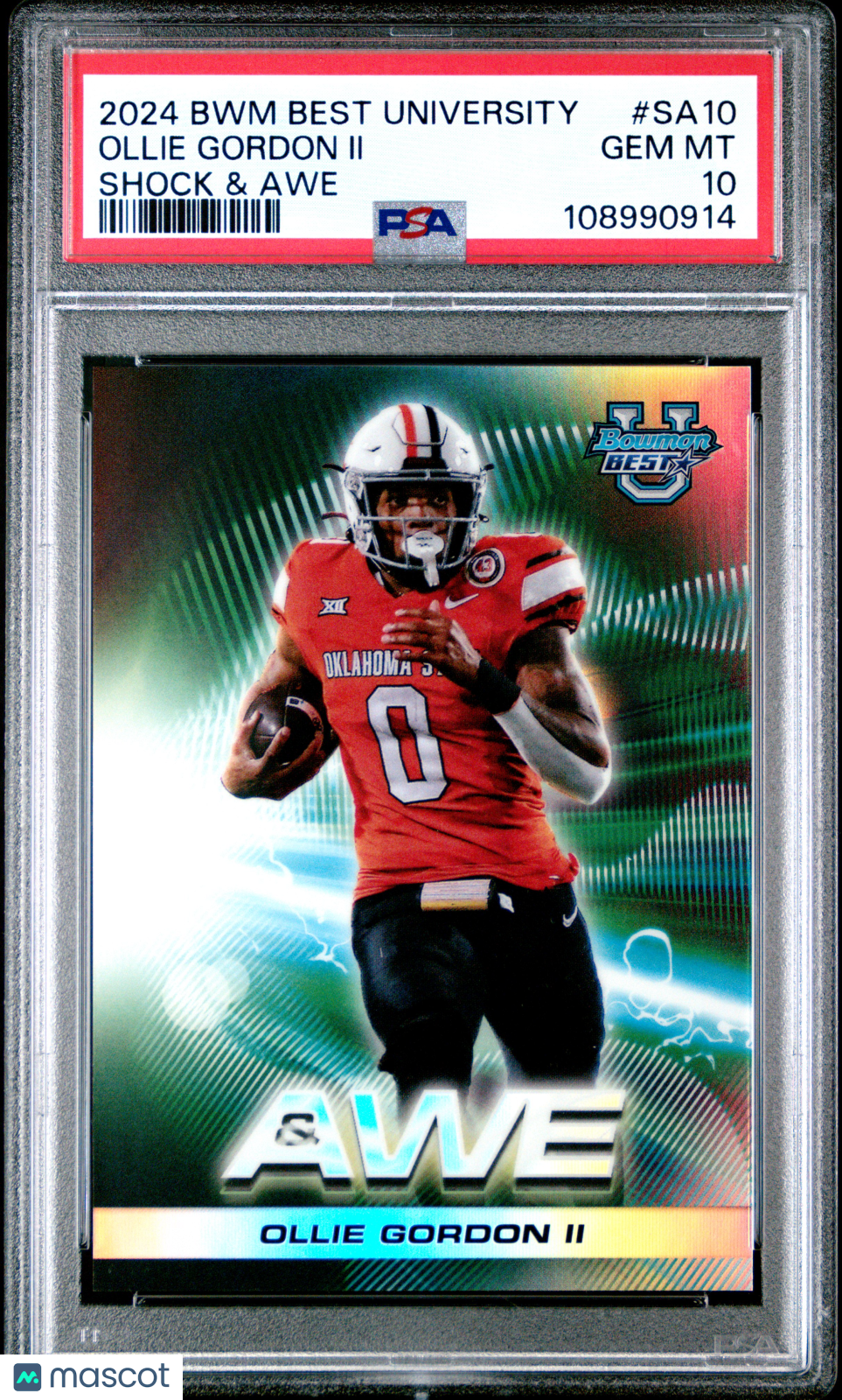2024 Bowman Best University Shock & Awe Ollie Gordon II #SA10 PSA 10