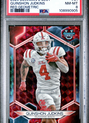 2023 Bowman University Best Quinshon Judkins Red Geometric #61 01/10 PSA 8