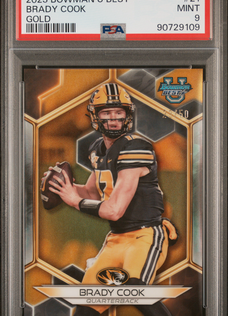 2023 Bowman University Best Brady Cook Gold #21 PSA 9