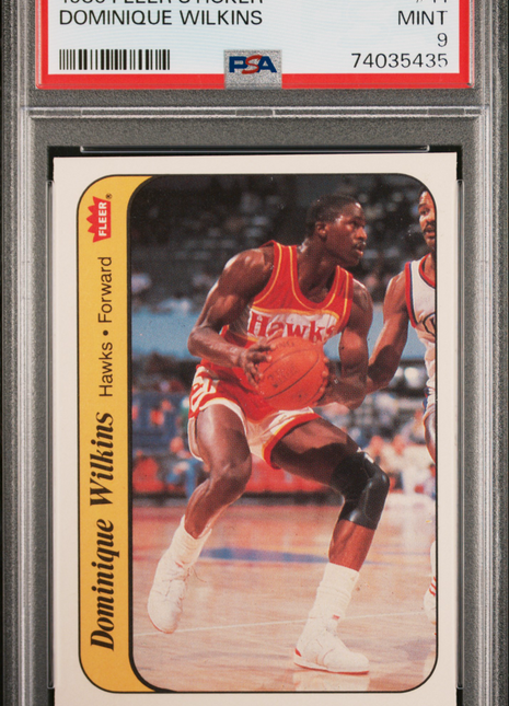 1986 Fleer Sticker Dominique Wilkins #11 PSA 9