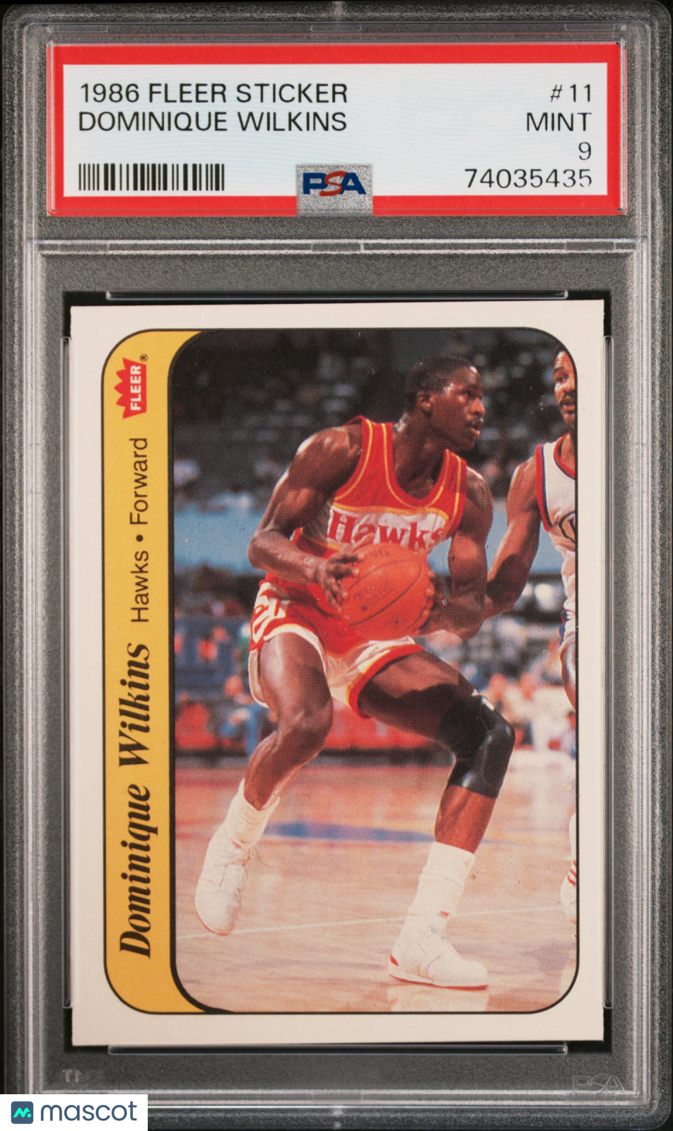 1986 Fleer Sticker Dominique Wilkins #11 PSA 9