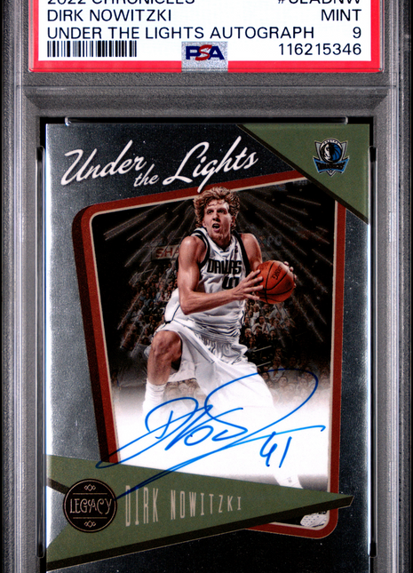 2022 Panini Chronicles Under The Lights Autographs Dirk Nowitzki #ULADNW PSA 9