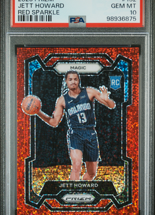 2023 Panini Prizm Jett Howard Red Sparkle #132 PSA 10