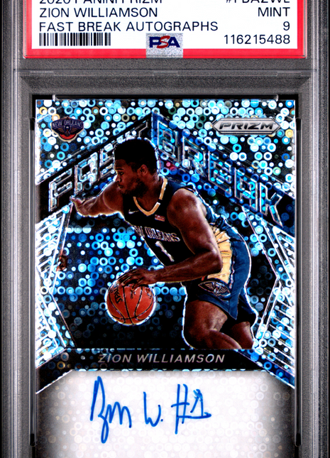 2020 Panini Prizm Fast Break Autographs Zion Williamson #FBAZWL PSA 9