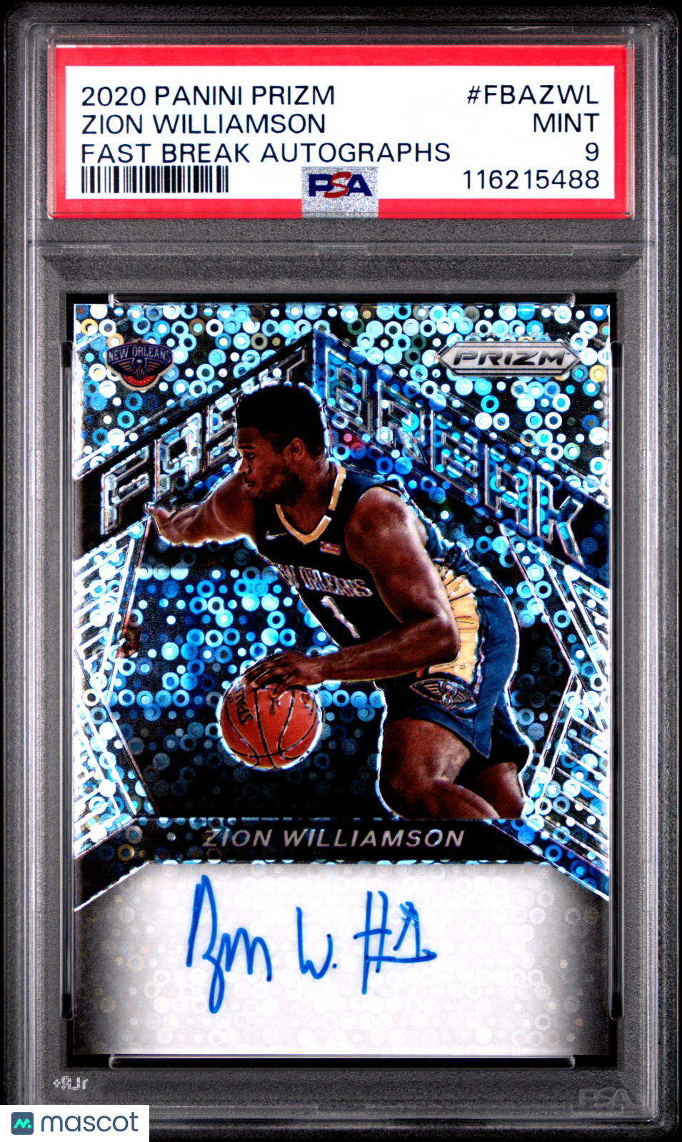 2020 Panini Prizm Fast Break Autographs Zion Williamson #FBAZWL PSA 9