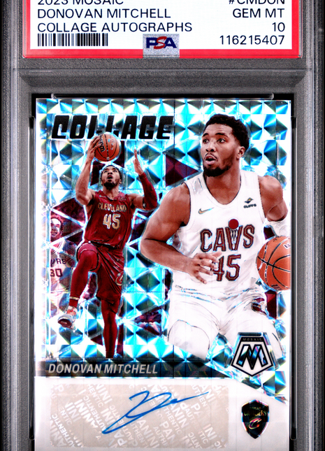 2023 Panini Mosaic Collage Autographs Mosaic Donovan Mitchell #CMDON PSA 10