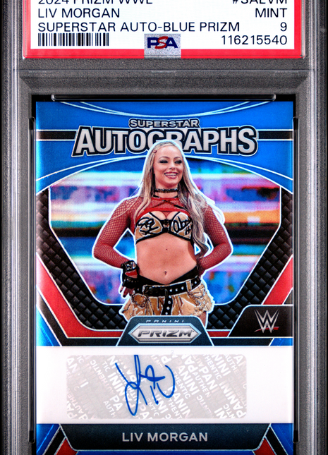 2024 Panini Prizm WWE Superstar Autographs LIV Morgan Blue #SALVM PSA 9
