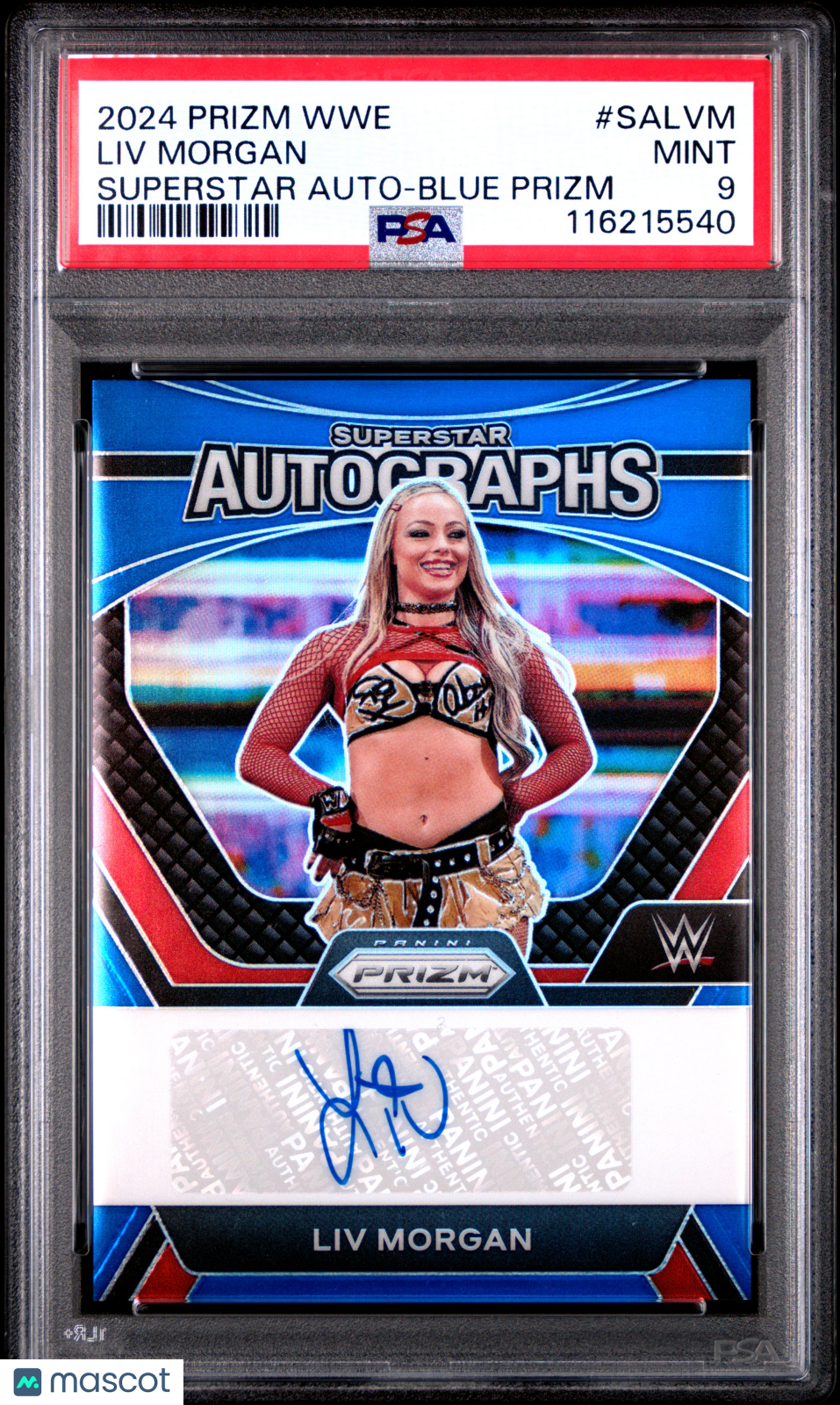 2024 Panini Prizm WWE Superstar Autographs LIV Morgan Blue #SALVM PSA 9