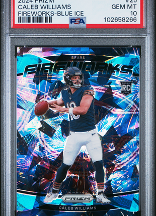 2024 Panini Prizm Fireworks Caleb Williams Blue Ice #25 PSA 10
