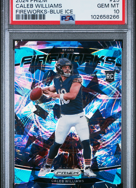 2024 Panini Prizm Fireworks Caleb Williams Blue Ice #25 PSA 10