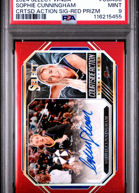 2024 Panini Select WNBA Courtside Action Signatures Sophie Cunningham Crtsd Red Prizm #CSASC PSA 9