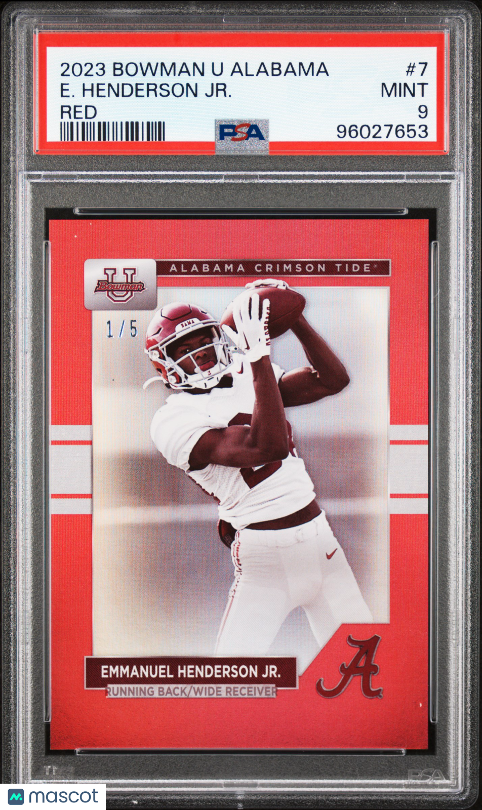 2023 Bowman University Alabama E. Henderson JR. Red #7 PSA 9
