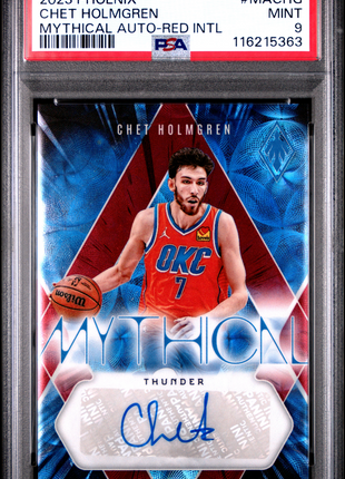 2023 Panini Phoenix Mythical Autographs Chet Holmgren Red Intl #MACHG PSA 9