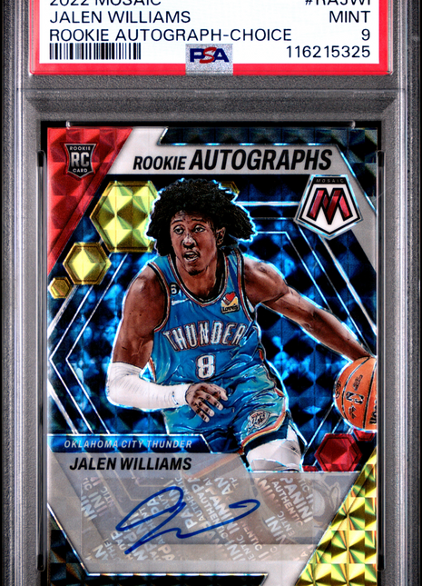 2022 Panini Mosaic Rookie Autographs Mosaic Jalen Williams Choice #RAJWI PSA 9