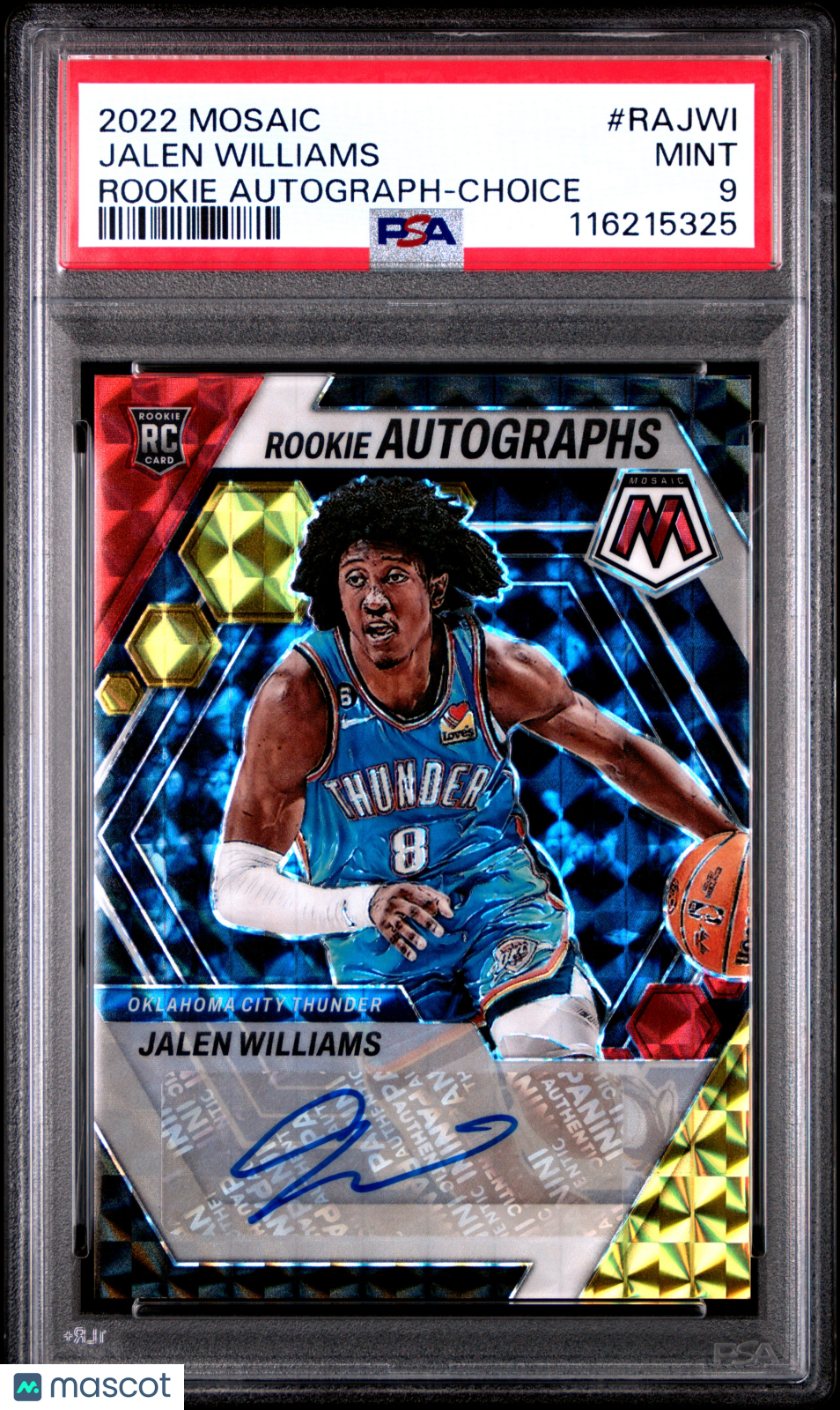 2022 Panini Mosaic Rookie Autographs Mosaic Jalen Williams Choice #RAJWI PSA 9
