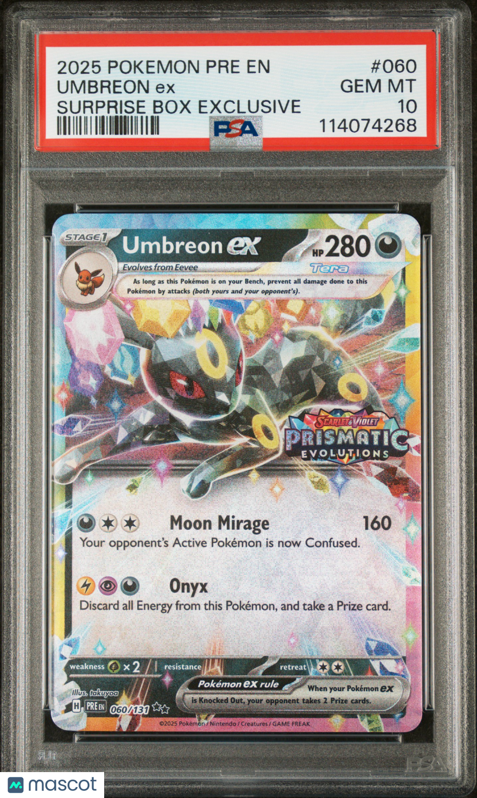 2025 Pokemon Prismatic Evolutions Umbreon EX 060 Stamped PSA 10