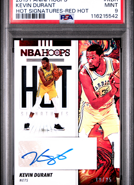 2019 Panini Hoops Hot Signatures Kevin Durant Red #KDR 19/25 PSA 9