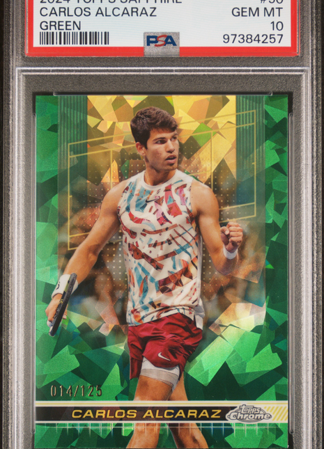 2024 Topps Chrome Sapphire Tennis Carlos Alcaraz Green #50 PSA 10