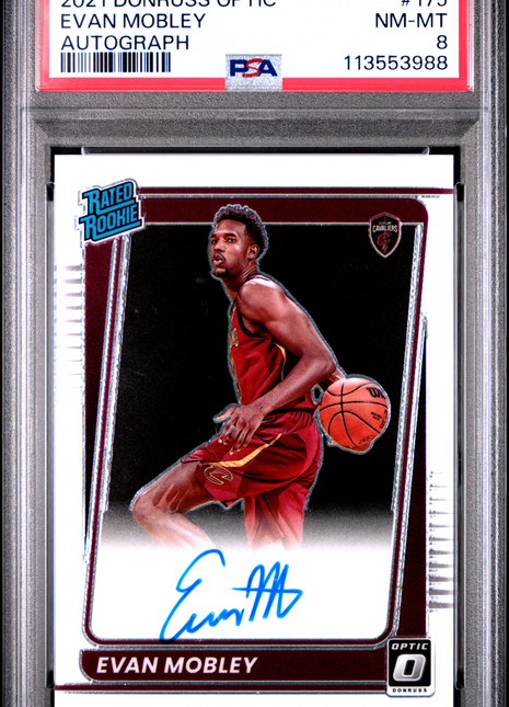2021 Panini Donruss Optic Evan Mobley Autograph #175 PSA 8