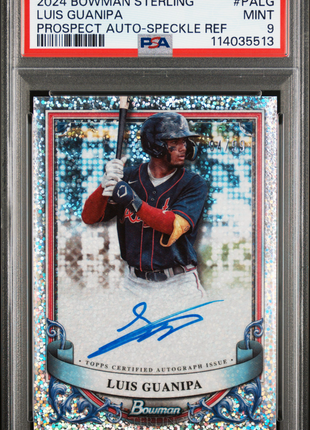 2024 Bowman Sterling Prospect Autographs Luis Guanipa Speckle Ref #PALG 94/99 PSA 9