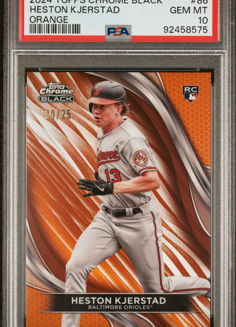 2024 Topps Chrome Black Heston Kjerstad Orange /25 PSA 10