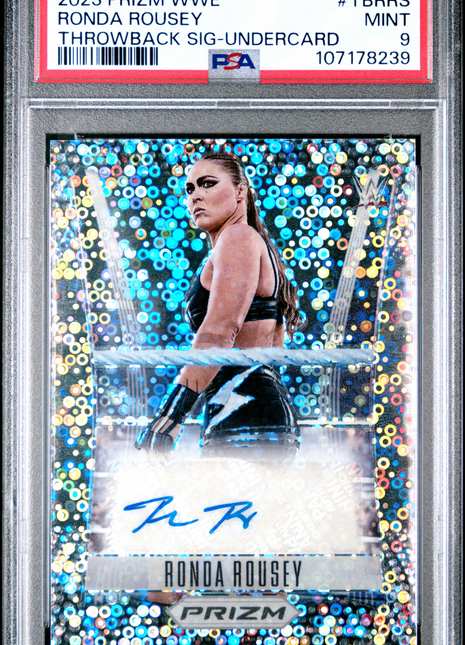 2023 Panini Prizm WWE Throwback Signatures Ronda Rousey Undercard #TBRRS PSA 9