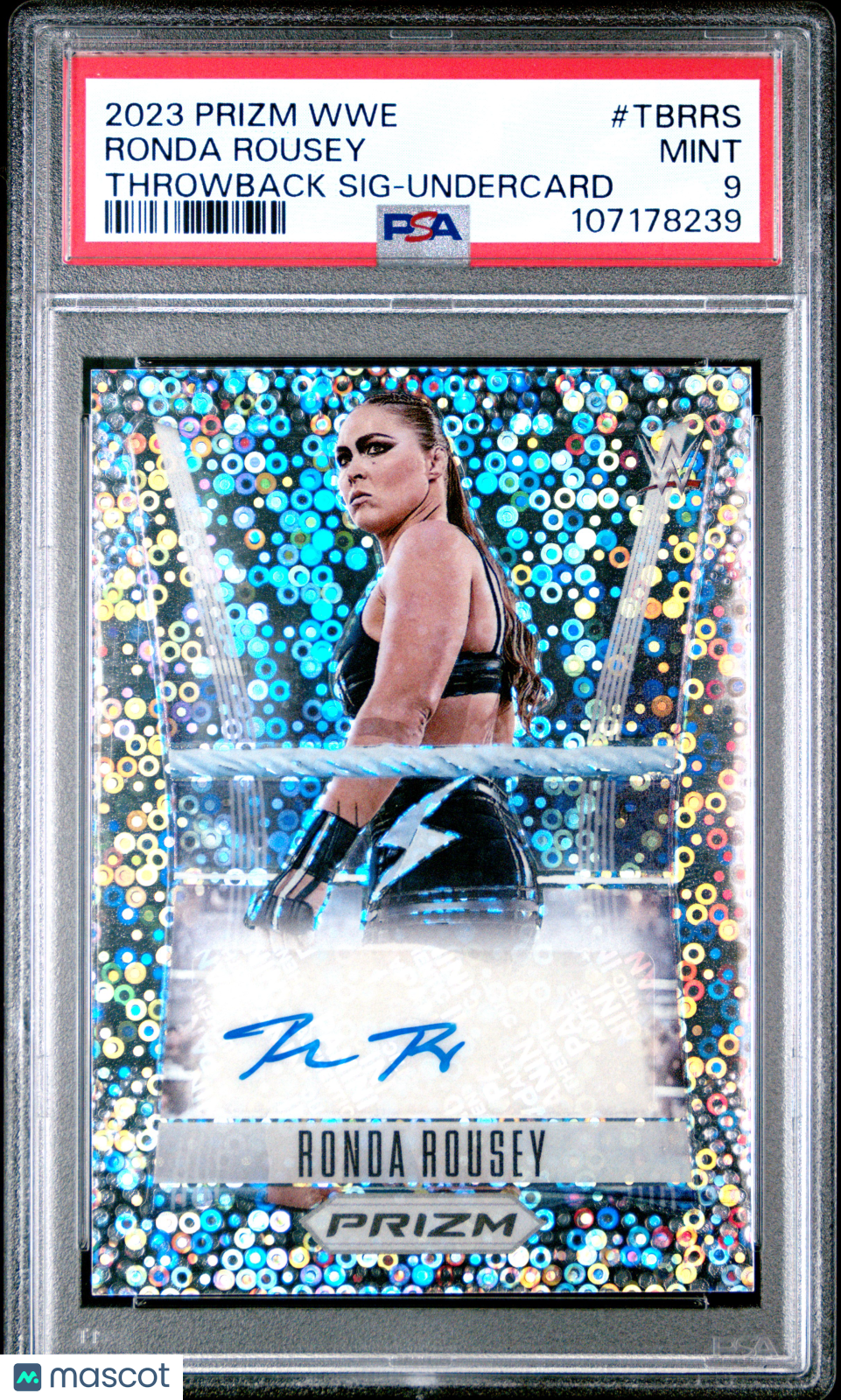 2023 Panini Prizm WWE Throwback Signatures Ronda Rousey Undercard #TBRRS PSA 9