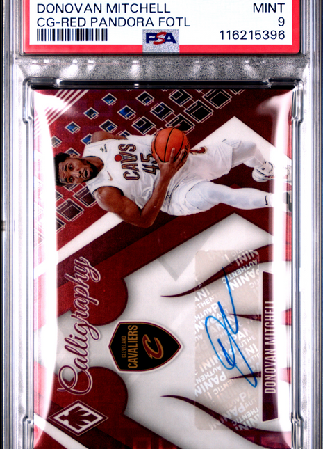 2023 Panini Phoenix Calligraphy Donovan Mitchell CG Red Pandora Fotl #CGDVM PSA 9