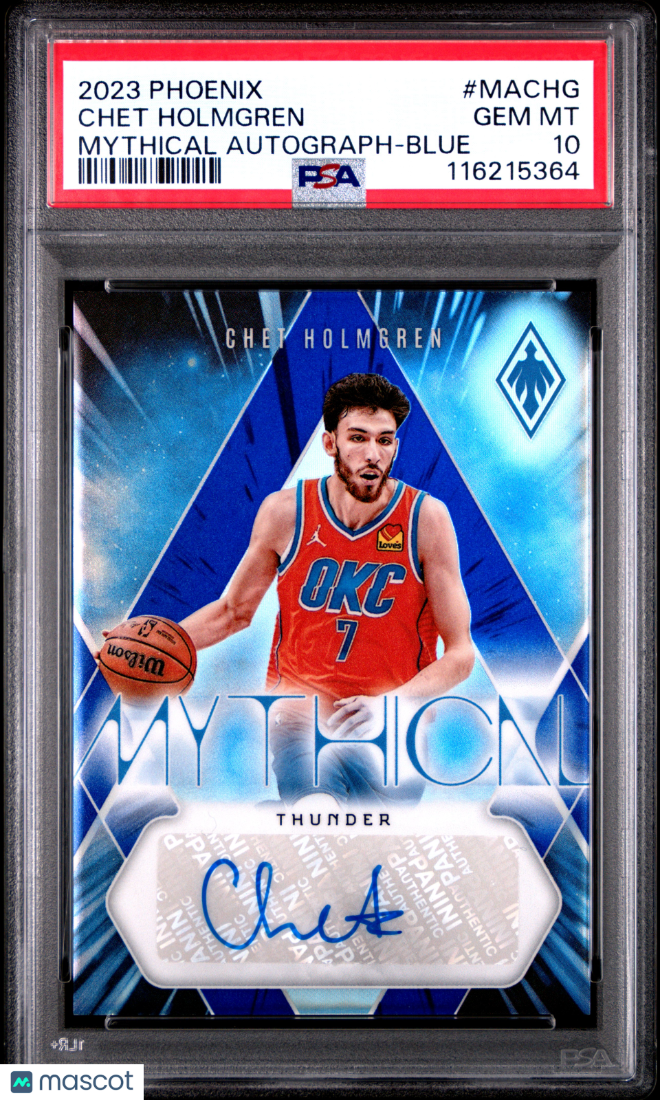 2023 Panini Phoenix Mythical Autographs Chet Holmgren Blue #MACHG PSA 10