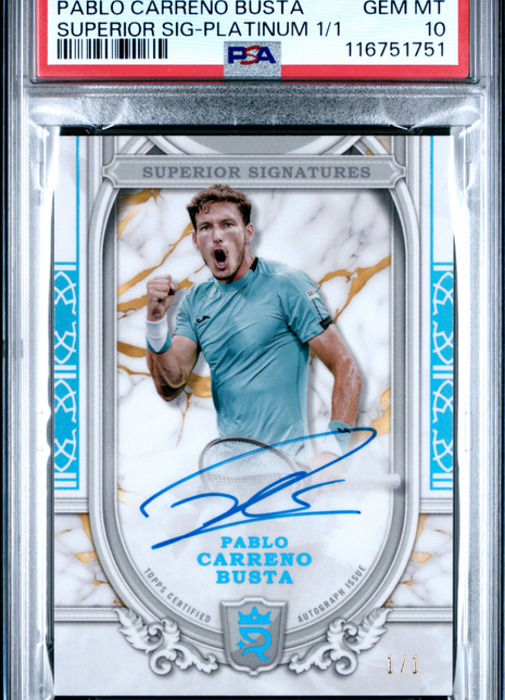 2024 Topps Royalty Tennis Superior Signatures Pablo Carreno Busta Platinum #PCB 1/1 PSA 10