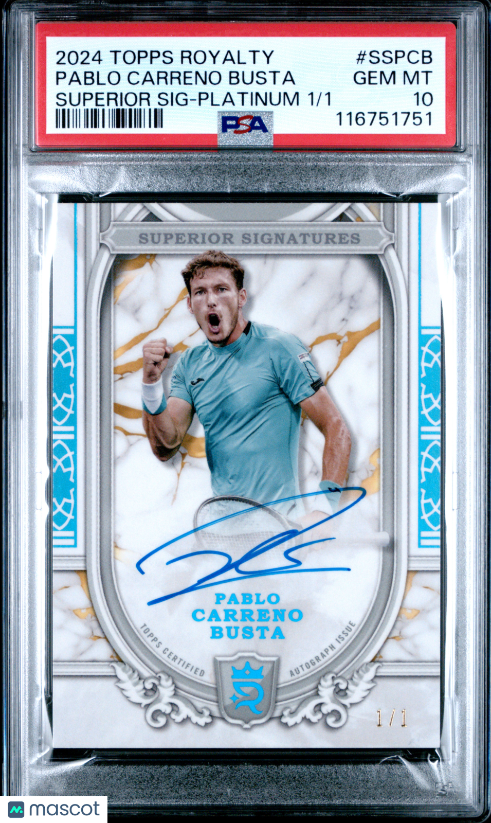 2024 Topps Royalty Tennis Superior Signatures Pablo Carreno Busta Platinum #PCB 1/1 PSA 10