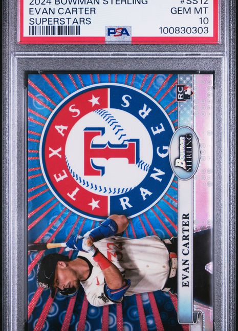2024 Bowman Sterling Evan Carter Rookie Superstars PSA 10 2024 Bowman Sterling Sterling Superstars Evan Carter #SS12 PSA 10