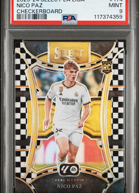 2023-24 Panini Select La Liga Nico Paz Checkerboard #174 PSA 9