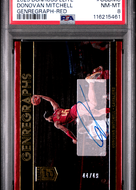 2023 Panini Donruss Elite Genregraphs Donovan Mitchell Red #GGDMC PSA 8