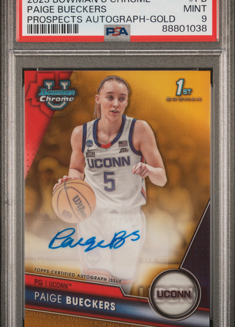 2023 Bowman U Chrome Auto Paige Bueckers Gold /50 #PB PSA 9
