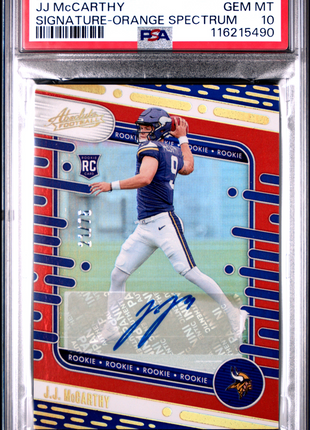 2024 Panini Absolute JJ Mccarthy Signature Orange Spectrum #110 PSA 10