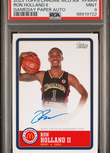 2023 Topps Chrome Mcdonald's All-American Gameday Paper Autographs Ron Holland II #PARH PSA 9