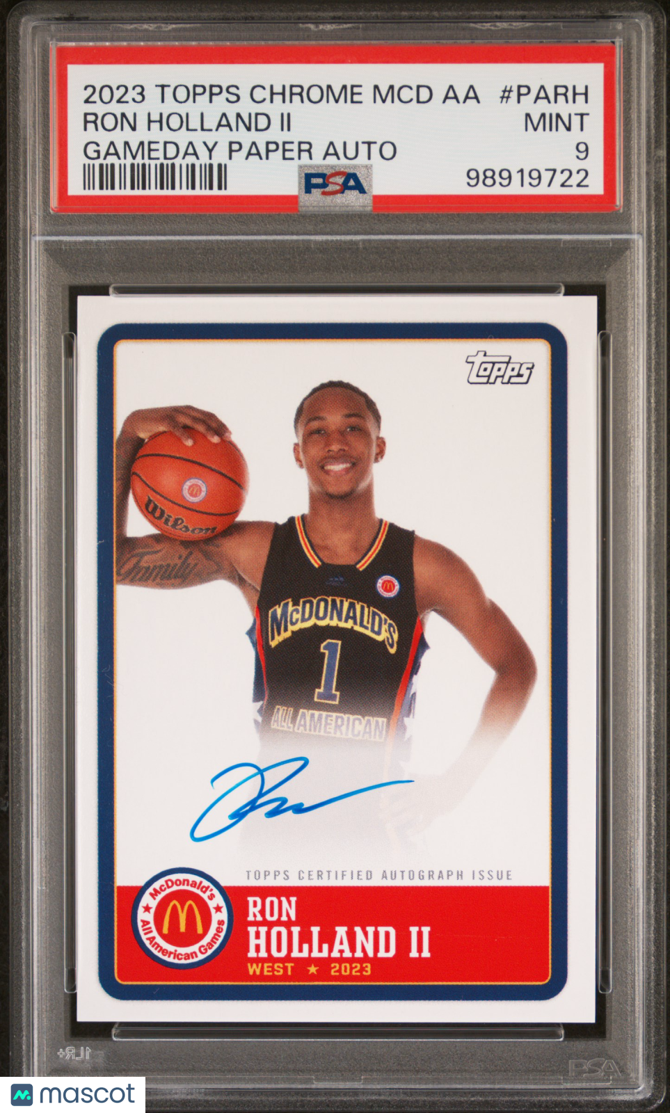2023 Topps Chrome Mcdonald's All-American Gameday Paper Autographs Ron Holland II #PARH PSA 9