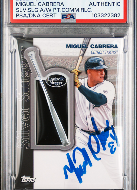 2022 Topps Silver Slugger Award Winner Patches Commemorative Relics Miguel Cabrera SLV. SLG. A PT. Comm. RLC. #SSA-MC PSA A