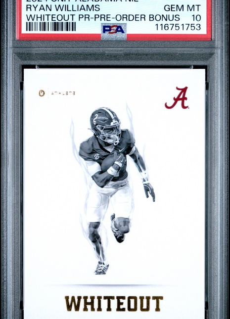 2024 Onit University Of Alabama Nil Whiteout Promo Ryan Williams Pre Order Bonus PSA 10